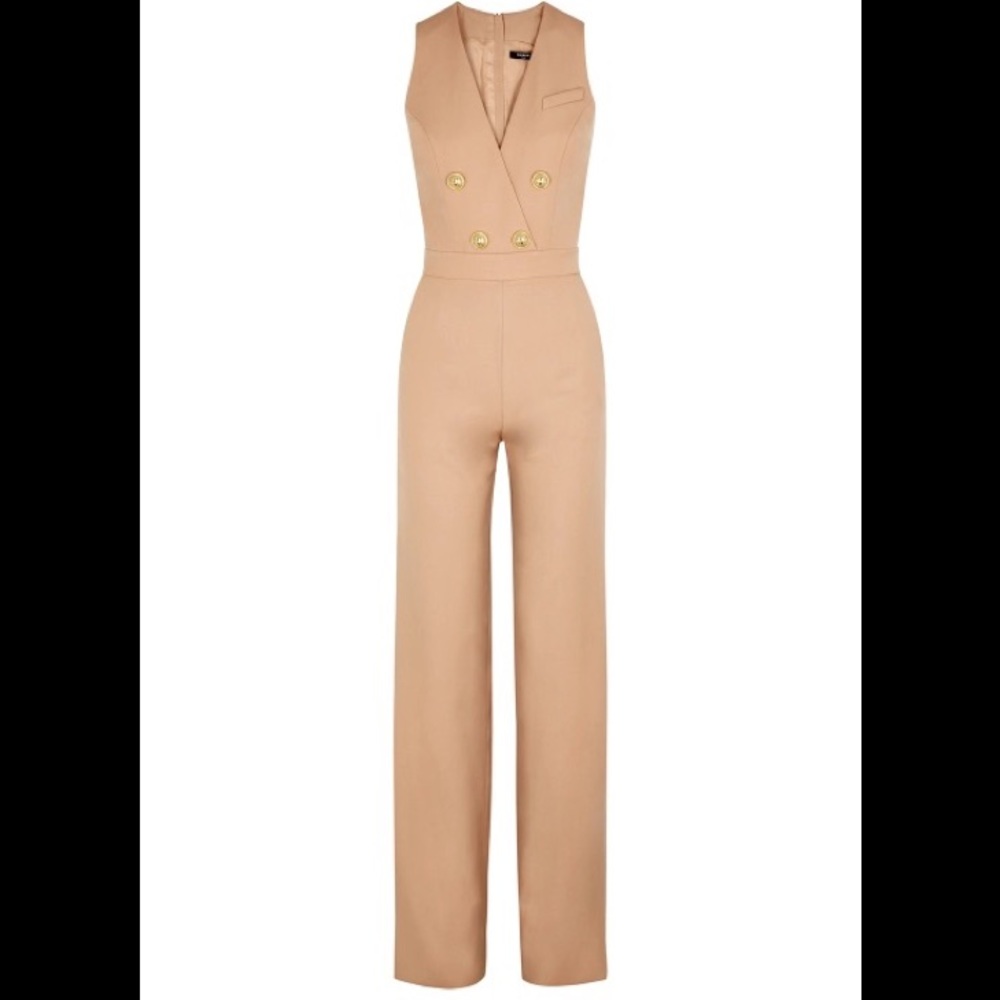 Balmain beige jumpsuit jumper gold buttons onesie sz 40